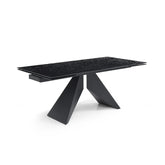 Nerium Carbon Black Reinforced Glass Extending Dining Table - Pendle Village Furniture